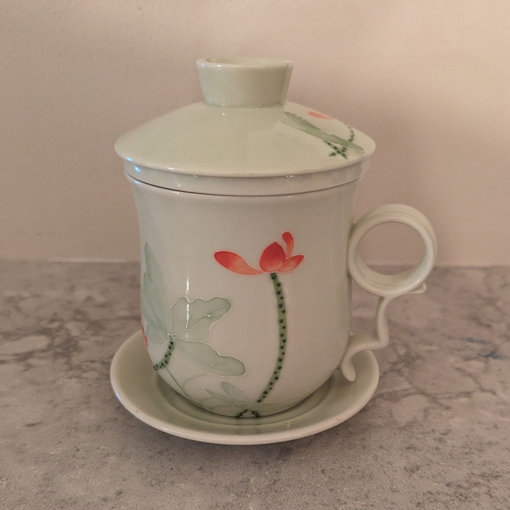 Teavana Floral Embossed Infuser Mug